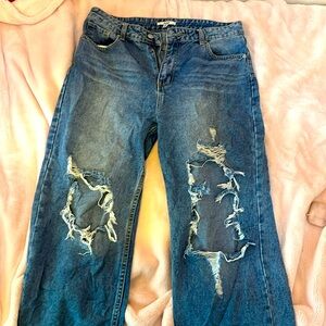 Papaya women’s jeans, size 9 (large, not small), baggy ripped denim ripped